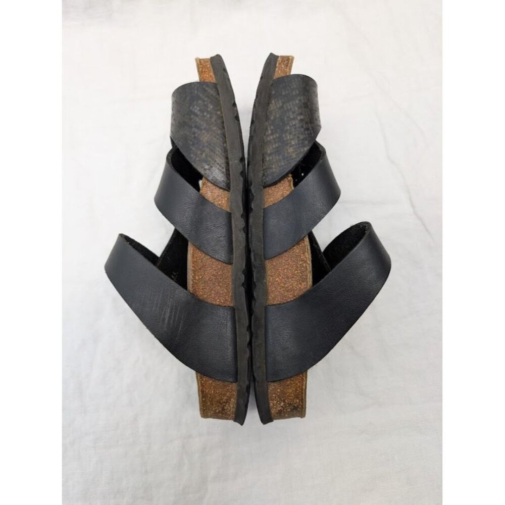 Papillio by Birkenstock size 39 slip on sandals unique straps black and gold SH1 - Picture 7 of 10